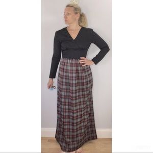 Vintage Dress handmade holiday plaid maxi dress